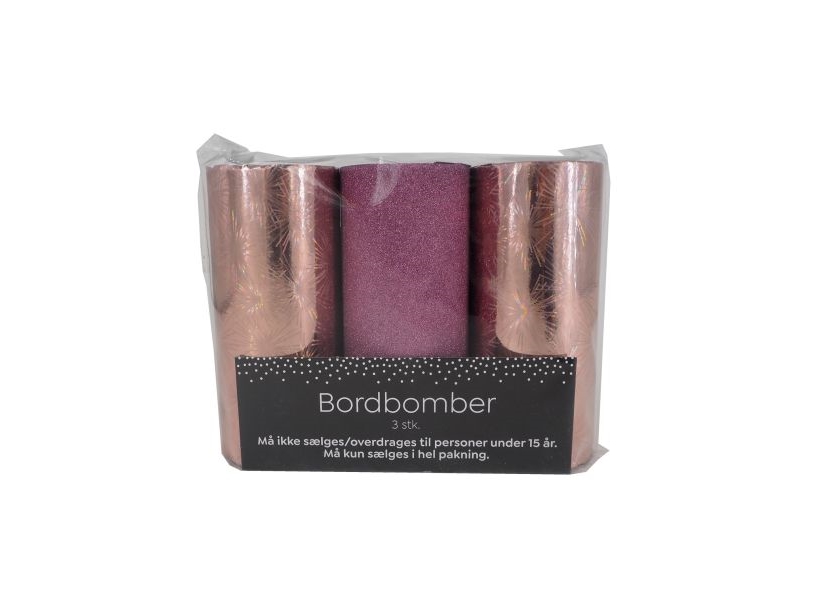 Tischbomben Roségold/Rosa, 3 Stück