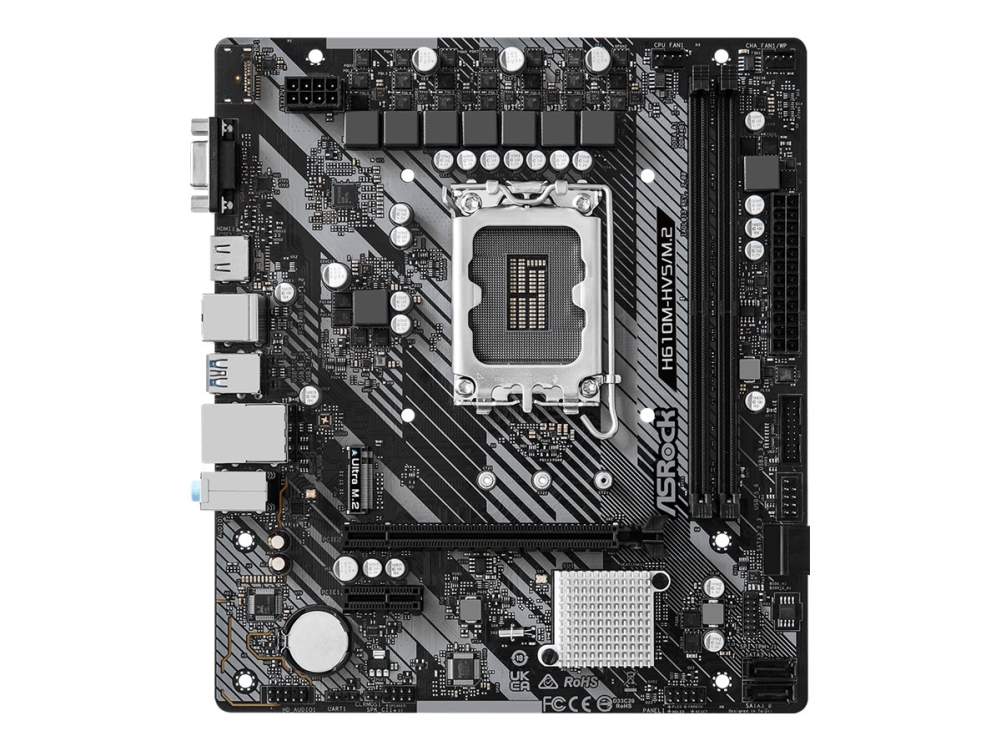 Asrock H610m-Hvs/M.2 R2.0 - Bundkort - Micro Atx - Lga1700 Sokkel - H610 Chipset - Usb 3.2 Gen 1 - Gigabit Lan - Onboard Grafik (Cpu Påkrævet) - Hd A