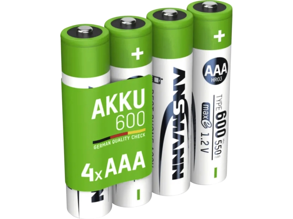 1x4 Ansmann NiMH akku Micro AAA tyyppi 600 min.550 mAh 1311-0022