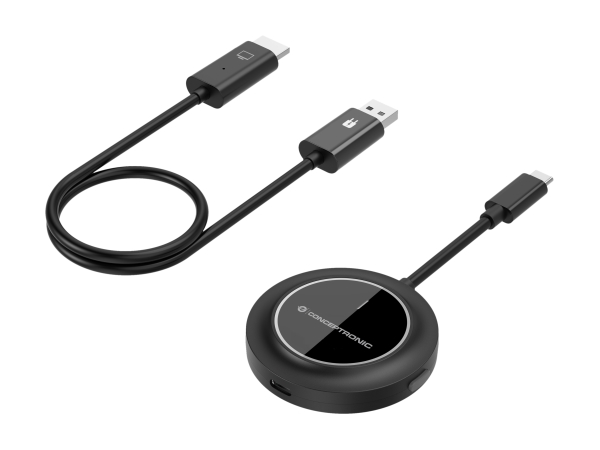 Conceptronic Atheric01b Kabelloses Usb-C-Zu-Hdmi-Display-Kit 1080P, Dongle, Hdmi/Usb, Usb Typ-C, 1920 X 1080 Pixel, Schwarz, 30 M
