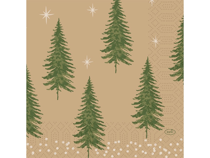 Serviette Duni 33 X 33 Cm 3-Lagig Humble Trees Braun,50 Stück/Pk
