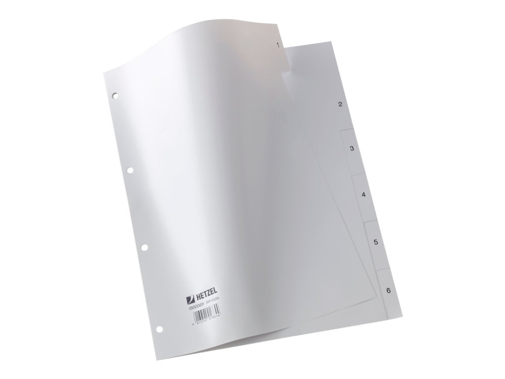 Rexel Hetzel - Deler - 6 dele - præ-trykt: 1-6 - for A4 (210 x 297 mm) - grå (pakke med 6)