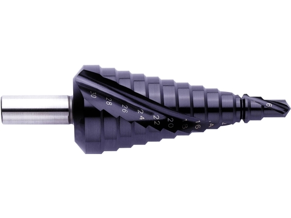 Exact 796 / 07023 Hss Stufenbohrer 6 - 30 Mm Tiain Gesamtlänge 98 Mm 3-Schneiden-Griff 1 Stück