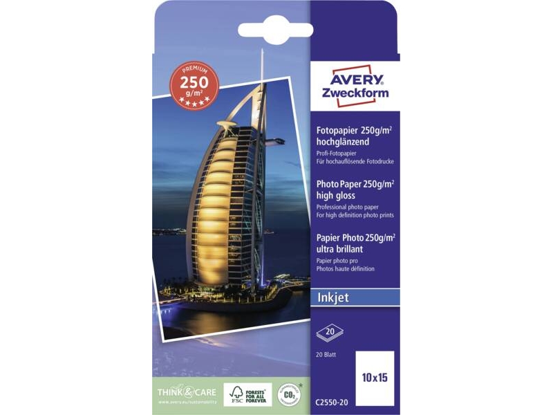 Avery Fotopapier Premium Hochglänzend, 250 G, 100 X 150 Mm