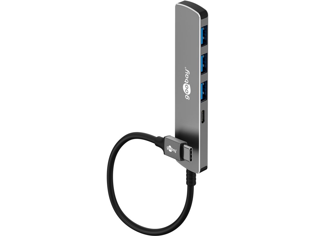 Goobay 79158, Usb Type-C, Usb 3.2 Gen 1 (3.1 Gen 1) Type-A, Usb 3.2 Gen 1 (3.1 Gen 1) Type-C, 5000 Mbit/S, Grå, Aluminium, Plast, 0,1 M