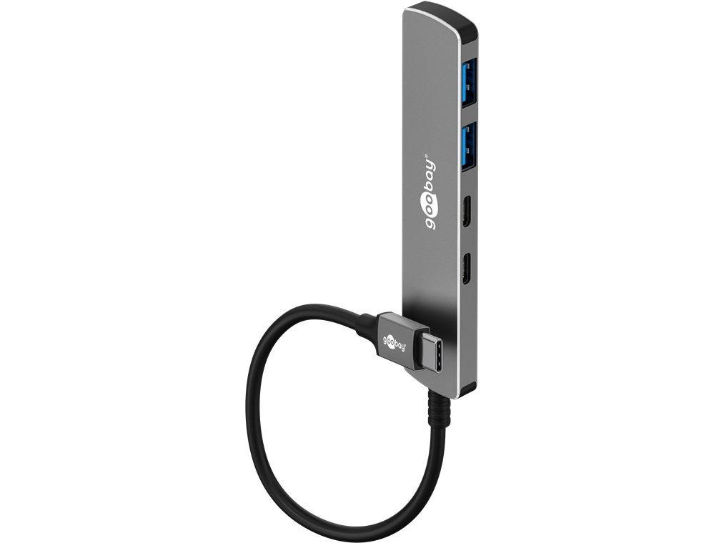 Goobay 79159, USB Type-C, USB 3.2 Gen 1 (3.1 Gen 1) Type-A, USB 3.2 Gen 1 (3.1 Gen 1) Type-C, 5000 Mbit/s, Harmaa, Alumiini, Muovi, 0,1 m