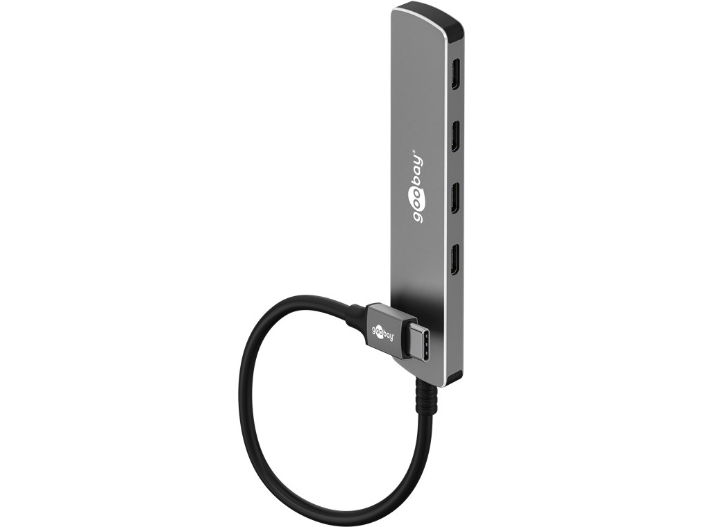 Goobay 79160, Usb 3.2 Gen 1 (3.1 Gen 1) Type-C, Usb 3.2 Gen 1 (3.1 Gen 1) Type-C, 5000 Mbit/S, Grå, Aluminium, Plast, 0,1 M