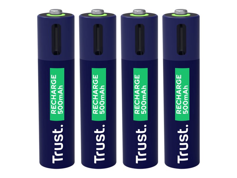 Trust - Batteri - USB-C + batteri 4 x AAA - (uppladdningsbara) - 500 mAh