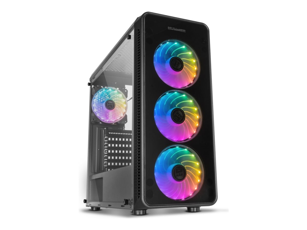 Nox Hummer Tgm, Midi Tower, Pc, Schwarz, Atx, Micro Atx, Mini-Itx, Spcc, Gehärtetes Glas, Gaming