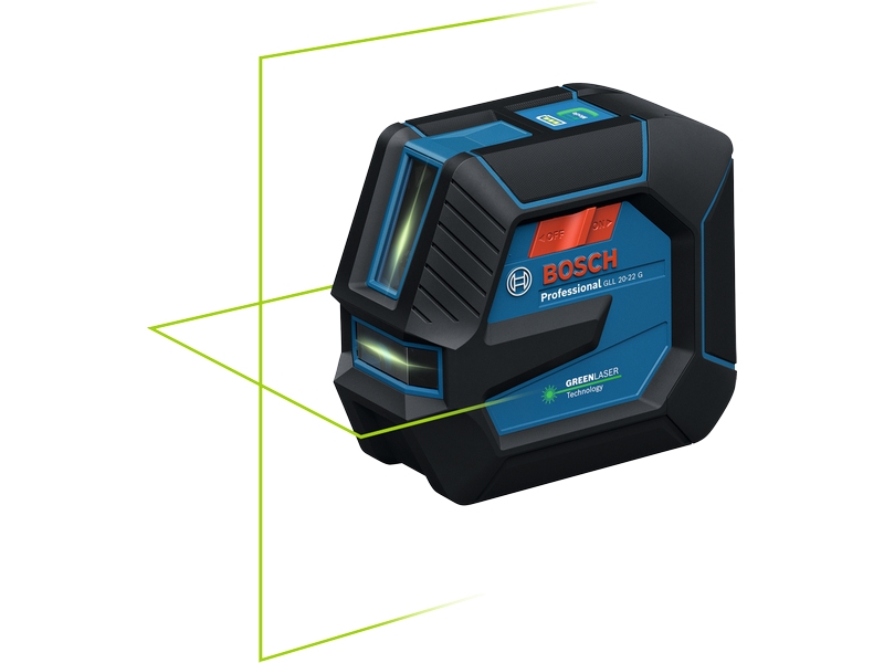 Bosch GLL 20-22 G, 20 m, 0,3 mm/m, 4°, 4 sek./side, Horisontal/vertikal, Grøn