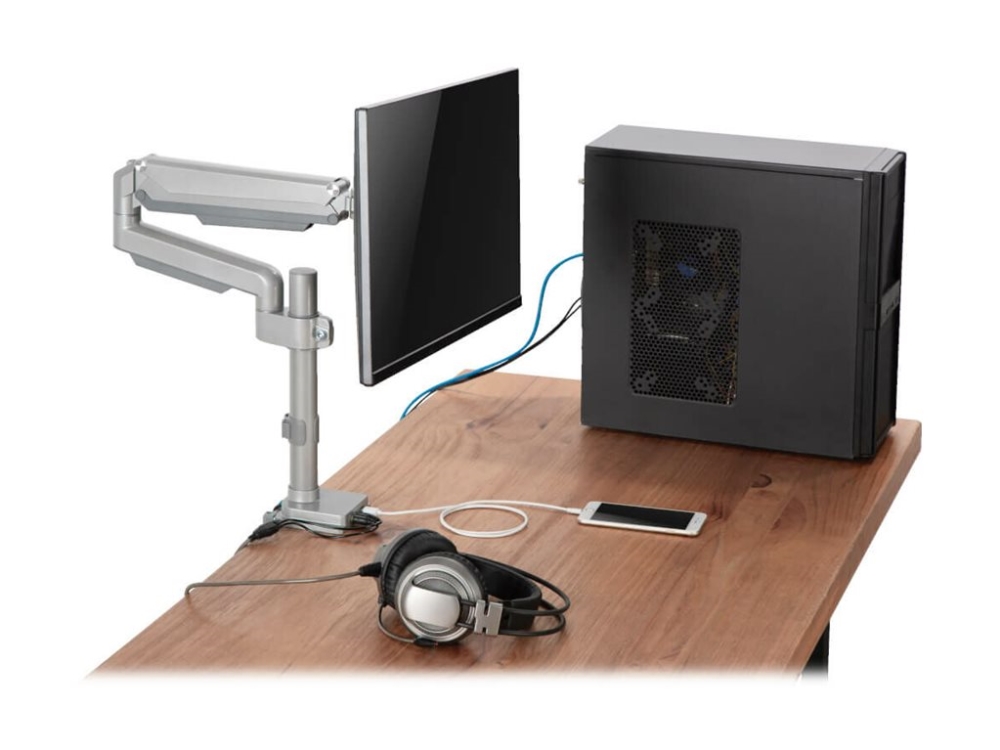 Eaton Tripp Lite Series Single-Display Flex-Arm Desktop Clamp For 17" To 32" Flat-Screen Displays - Usb And Audio Ports, Aluminum - Monteringssæt - F