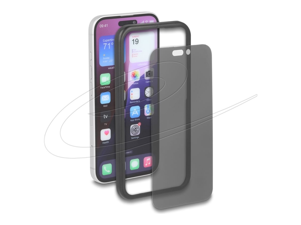 Delock - Skærmbeskytter For Mobiltelefon - Med Nem Installationsværktøj, Anti-Spion - 2.5D - Glas - Med Fortrolighedsfilter - 4-Vejs - Klæbemiddel -