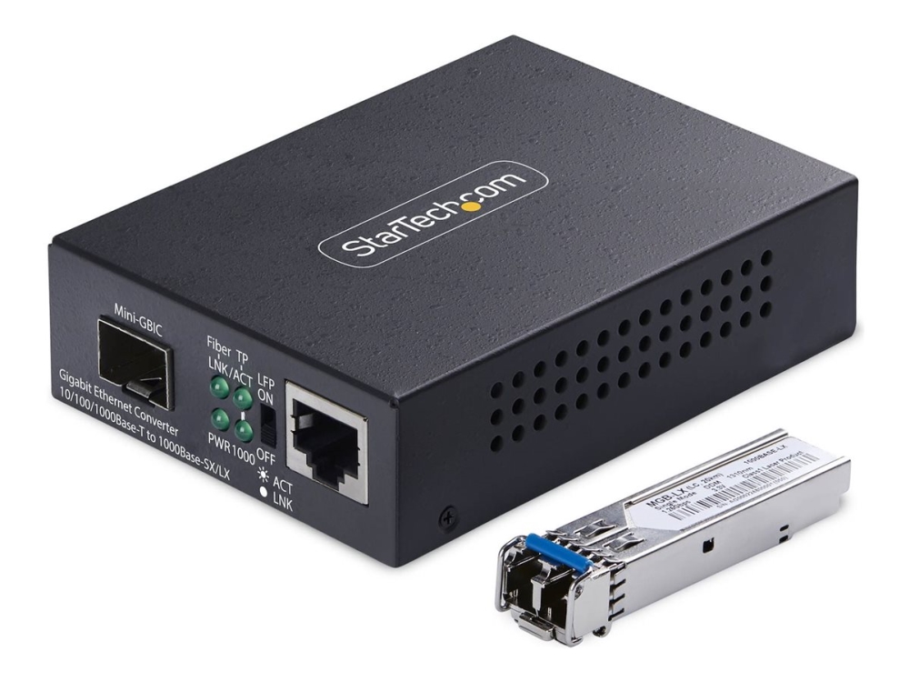 Startech.Com - Glasfaser-Medienkonverter - 1Gbe - Über Glasfaser - 1000Base-T, 1000Base-Lx, 10Base-T, 100Base-Tx - Lc Duplex Single Mode / Rj-45 - Bi