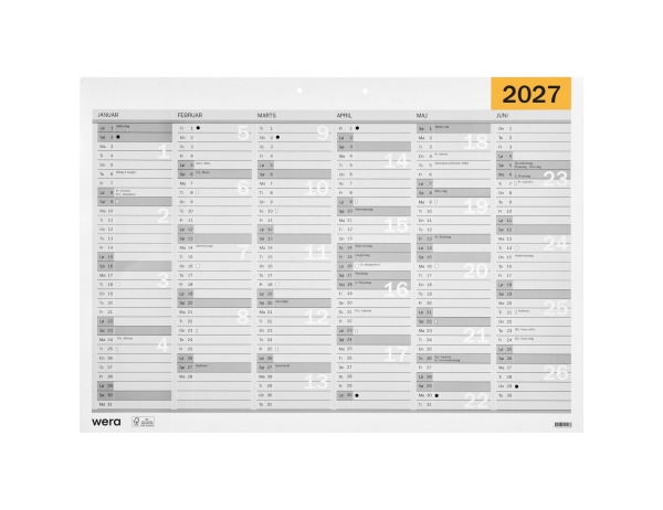 Wandkalender A3 2027 Dk