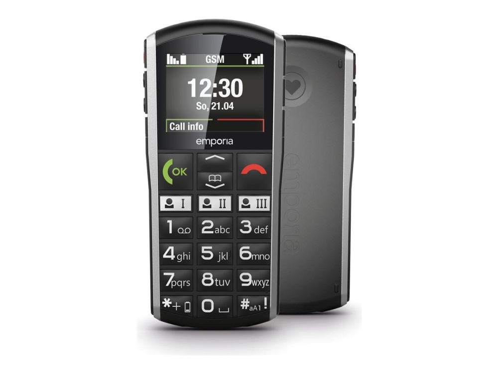 Emporia Simplicity, Menü, 5,08 Cm (2"), 220 X 176 Pixel, Bluetooth, 1200 Mah, Schwarz, Silber