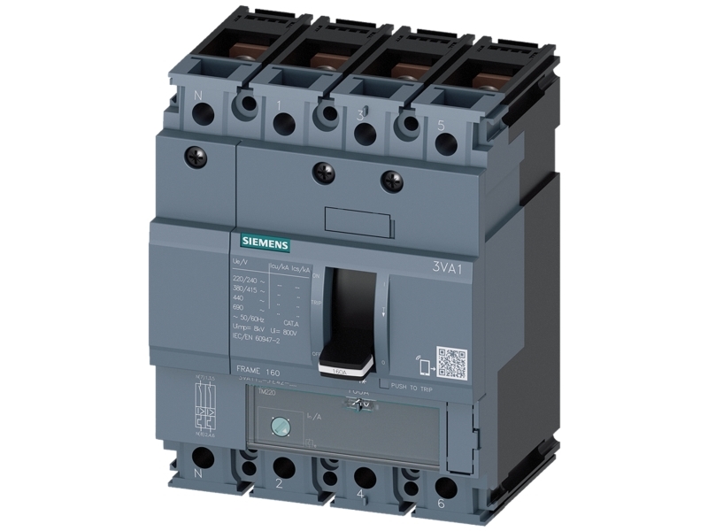 Siemens 3Va1110-3Fe42-0Aa0 Leistungsschalter 1 St. Einstellbereich (Strom): 70 - 100 A Schaltspannung (Max.): 690 V/Ac (B X H X T) 101.6 X 130 X 70 M