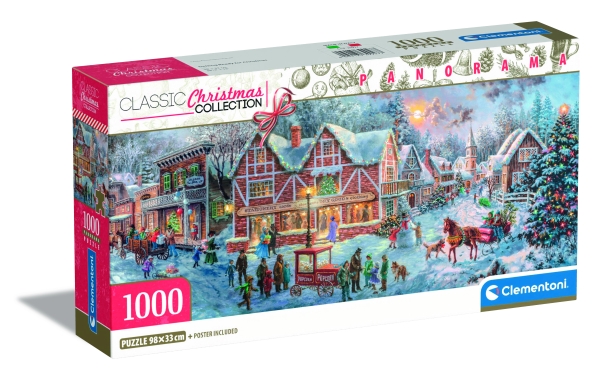 Clementoni Panorama Compact Weihnachtskollektion + Postkarte - 1000 Elemente
