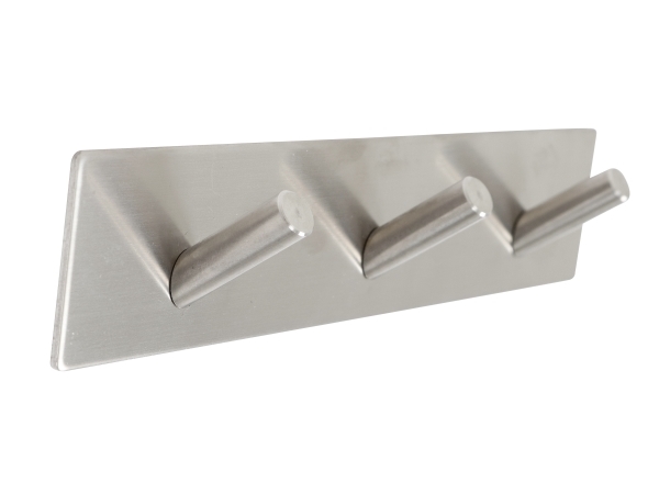 Self-Adhesive Coat Rack , 20 X 4 Cm. Brushed Chrome. Selvklæbende Knagerække, 20 X 4 Cm. Børstet Krom.