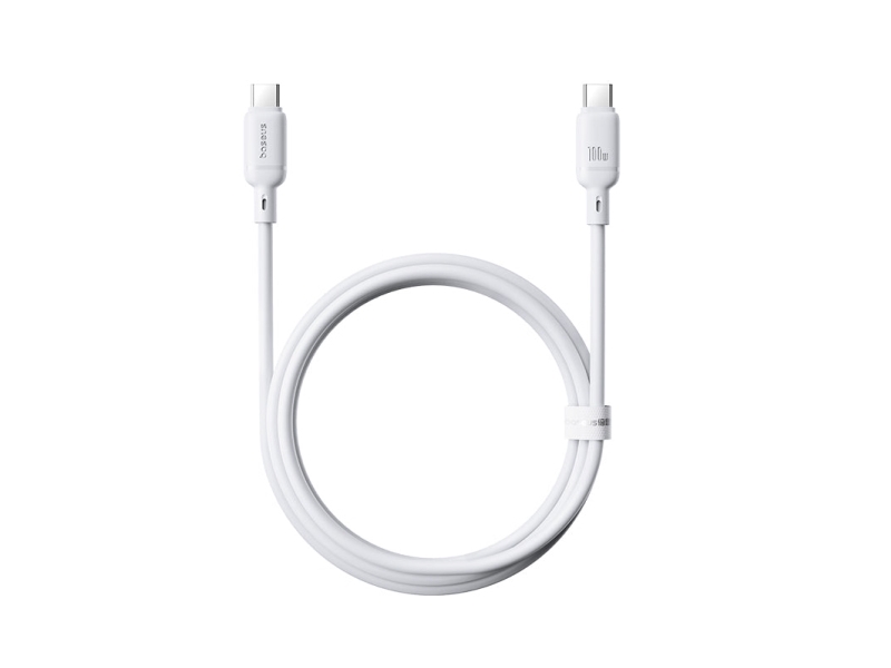 Baseus Silky Usb-C/Usb-C Schnellladekabel 1M 100W Weiß