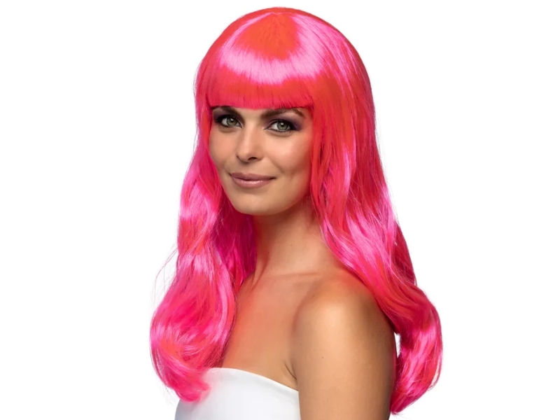 Hot Pink Langhåret Paryk, Chique