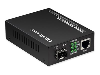 Qoltec - Fibermedieomformer - 1Gbe - 1000Base-Tx, 1000Base-Fx, 100Base-Tx, 10Base-T - Rj-45 / Sfp (Mini-Gbic)