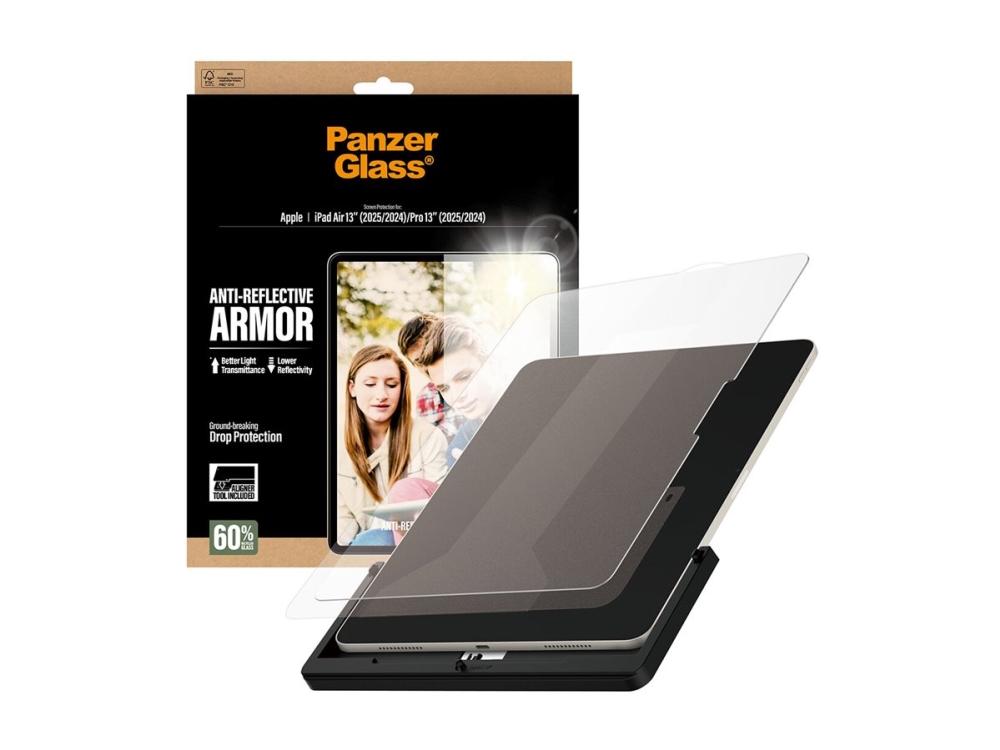 PanzerGlass - Skærmbeskytter for tablet - anti-reflective armor, with FASTFIT tool, ultra-wide fit - glas - for Apple 13-inch iPad Air M2 Wi-Fi, M2 Wi-Fi + Cellular, M3 Wi-Fi, M3 Wi-Fi + Cellular