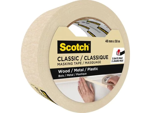3M Classic, Malertape, Beige, Metal, Plast, Træ, 3 dage, 50 m, 48 mm