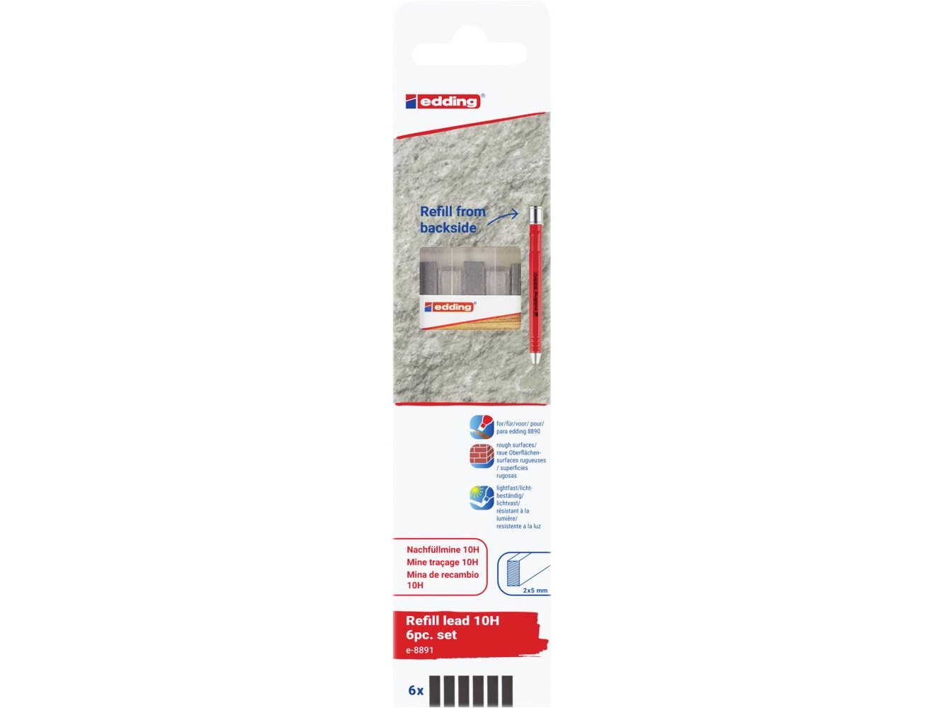 Edding Ersatzfedern E-8891 Edding, Für Bleistift E-8890, 10H, 6 Stück, Blister