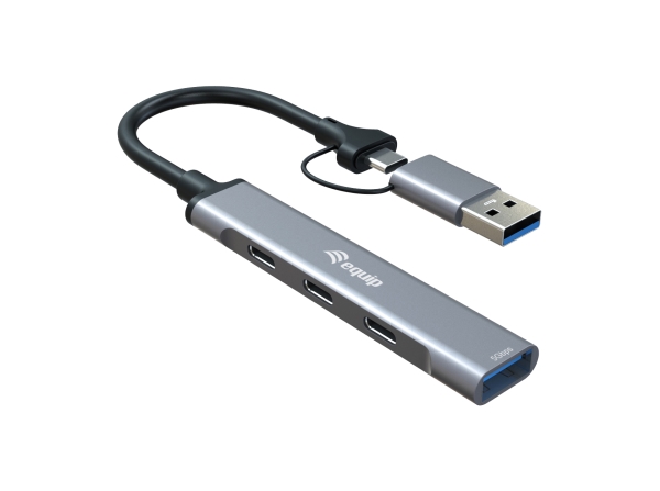 Equip 4-Port Usb 3.2 Gen 1/2.0 Hub, Usb-C X 3 + Usb-A X 1, Usb 3.2 Gen 1 (3.1 Gen 1) Type-C, Usb 3.2 Gen 1 (3.1 Gen 1) Type-A, Usb 3.2 Gen 1 (3.1 Gen