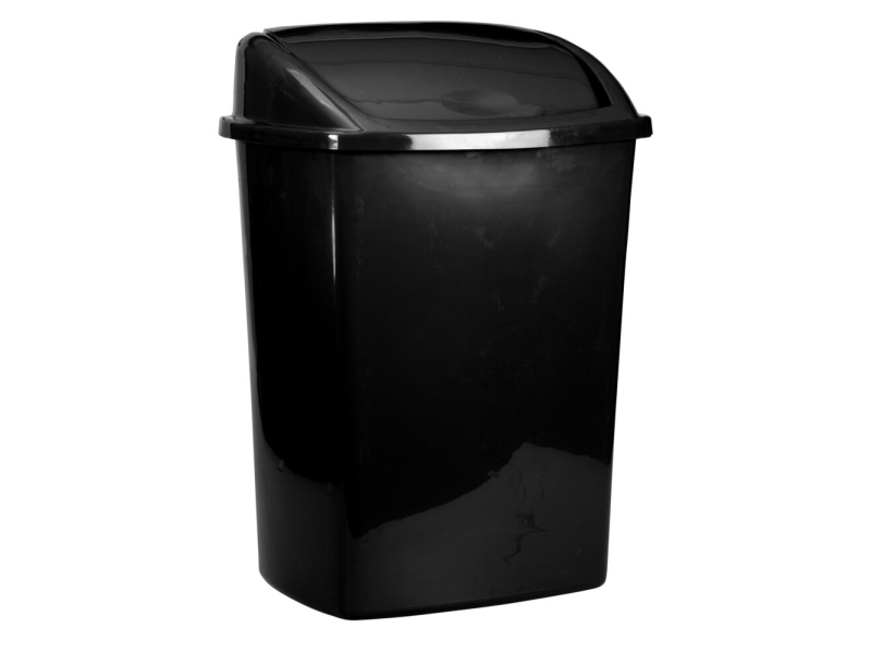 Affaldsspand, V-Part, sort, plast, 26 ltr. med sving låg, forberedt til vægmontering