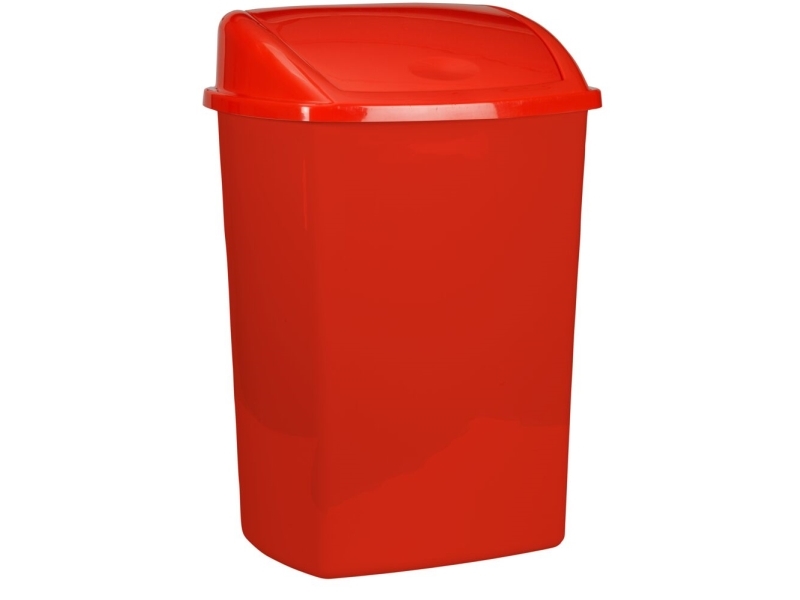 Abfallbehälter, V-Teil, Rot, Kunststoff, 50 Liter, Mit Schwingdeckel