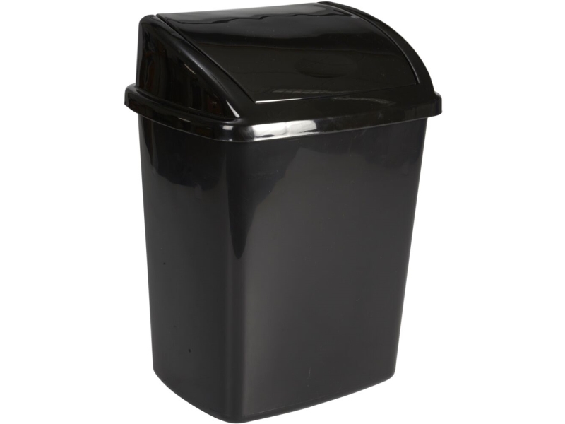 Affaldsspand, V-Part, sort, plast, 8 ltr. med sving låg, forberedt til vægmontering
