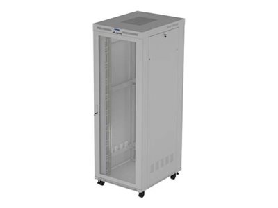 Lanberg Ff01 Series - Rack Kabinet - 800 X 1000, Fladpakke, Med Glasdør, Lcd - Med 6 Køleblæsere, Termostat, Lcd Skærm - Fritstående - Grå, Ral 7035