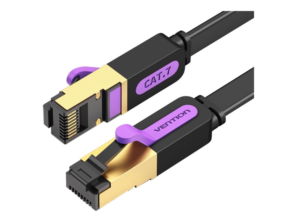 Vention - Patchkabel - Rj-45 (Han) Til Rj-45 (Han) - 3 M - 2.5 Mm - Stp - Cat 7 - Flad - Sort