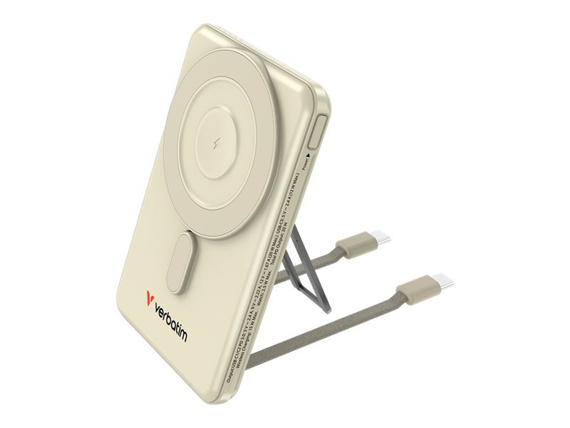 Verbatim Charge 'n' Go - Trådløs power bank - magnetisk, to kabler - 5000 mAh - 38.5 Wh - 20 Watt - 2.4 A - PD 3.0, Fast Charge, Apple 2.4A, QC 3.0 - 2 output-stikforbindelser (USB-C) - guld