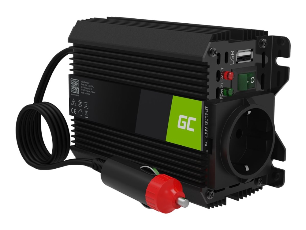 Green Cell Pro Invgc06 - Dc Til Ac Inverter - Dc 12 V - 150 Watt - Output-Stikforbindelser: 1 - Europa - Sort