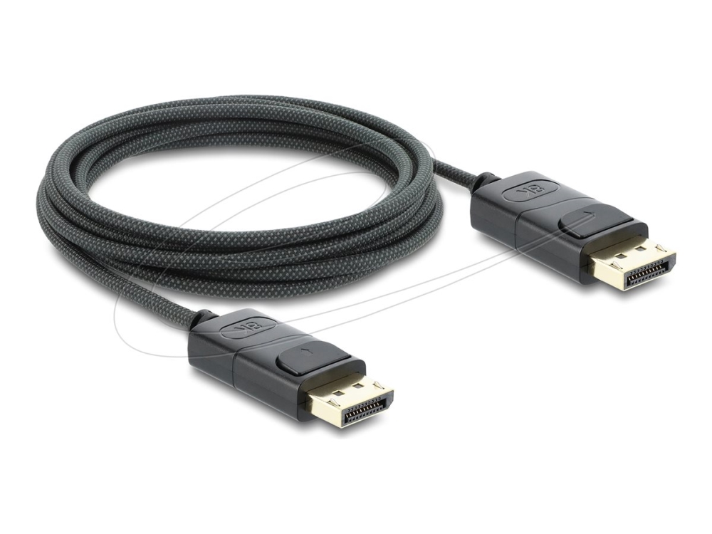 Delock Coaxial Displayport Cable 8K 60 Hz With Braided Coating 2 M, 2 M, Displayport, Displayport, Male, Male, 7680 X 4320 Pixels