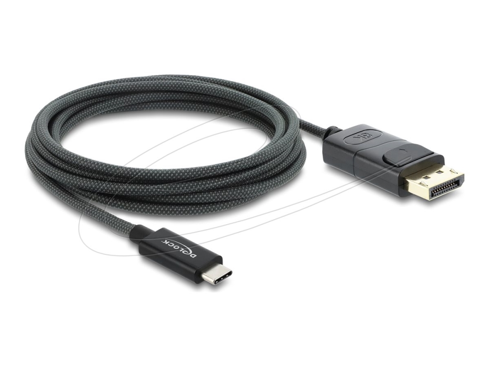 Delock Coaxial Usb Type-C To Displayport Cable (Dp Alt Mode) 4K 60 Hz With Braided Coating 2 M, 2 M, Usb Type-C, Displayport, Male, Male, Straight