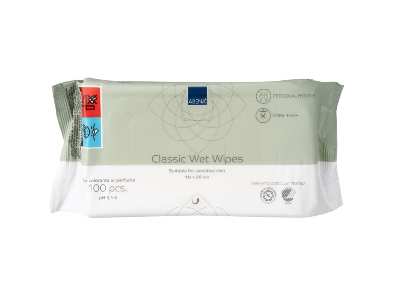 Vådserviet, ABENA, Z-fold, 18x20cm, hvid, Renrumsproduceret, 100stk, uden farve og parfume, med f... - (24 stk.)