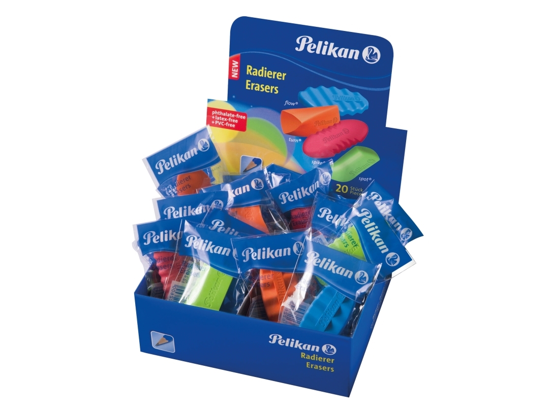 Pelikan 622605, Gummi, Forskellige farver, Voksen & børn, Displayboks, Tyskland, 20 stk