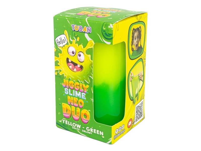 Tuban Jiggly Slime - Gleivės - Neoninis Duetas - Geltona-Žalia (430 G)