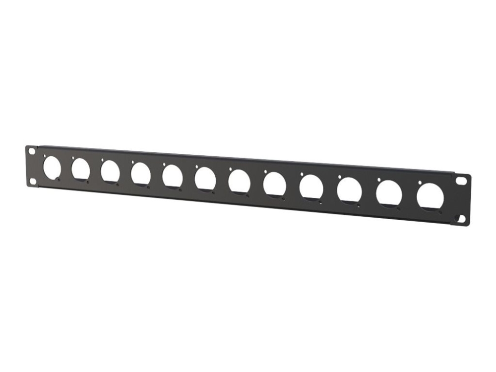 Lanview By Logon - Stativpanel - With 12 Holes For Universal D Type Xlr Sockets, D Size - Sort, Ral 9005 - 1U