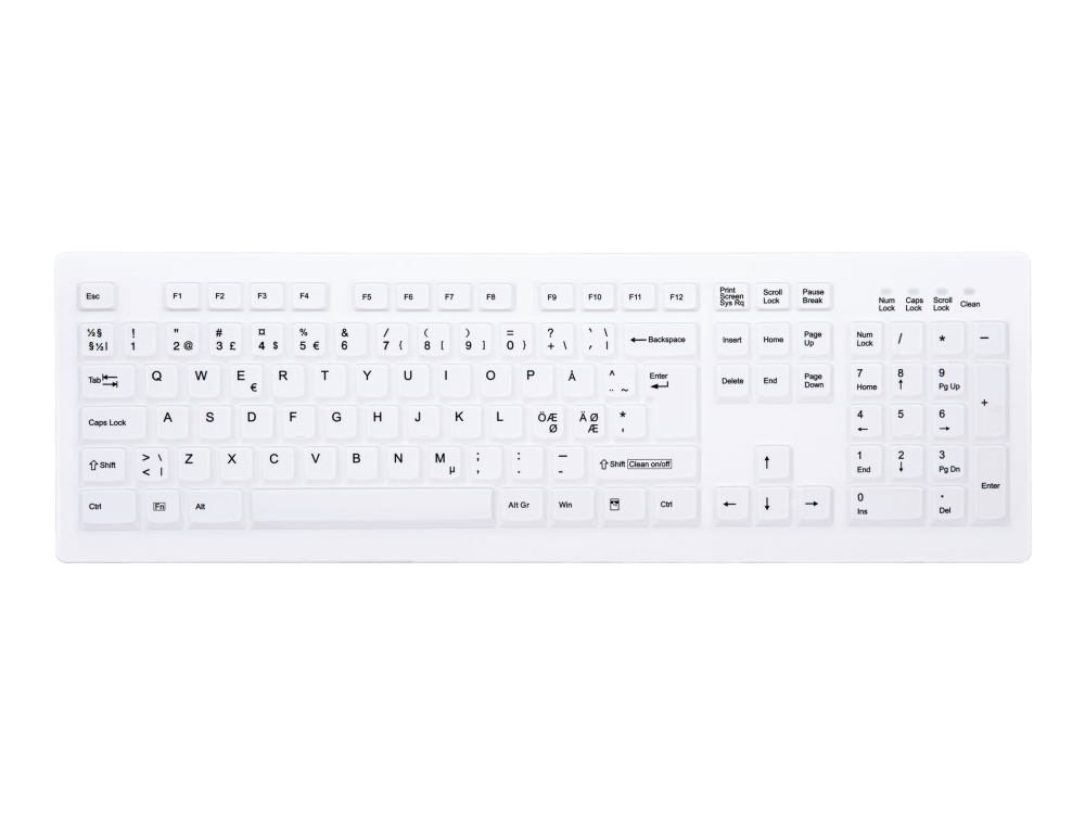 Contour Active Key ClassicClean AK-C8100 - Tastaturdække - udskiftelig membran, hygiejnisk design - fuld størrelse - hvid