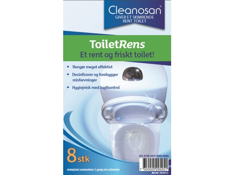 Cleanosan toiletrens tabs - Fjerner misfarvninger og dårlig lugt - pakke a 8 stk
