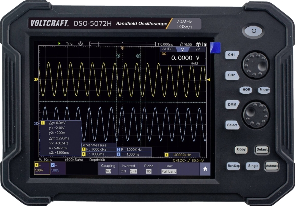 Voltcraft Dso-5072H Batteri, Digitalt-Oscilloskop, Hånd-Oscilloskop (Scopemeter) 70 Mhz 2-Kanals 1 Gsa/S 40 Mpts 8 Bit Digital Hukommelse (Dso), Hånd