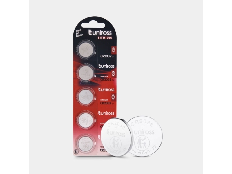 Uniross U5CR2032, Engångsbatteri, CR2032, Litium, 3 V, 5 styck, Silver | EL Artiklar - Batteri - Knappcell batteri | GameStuff