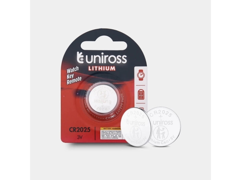 Uniross U1CR2025, Engångsbatteri, CR2025, Litium, 3 V, 1 styck, Silver