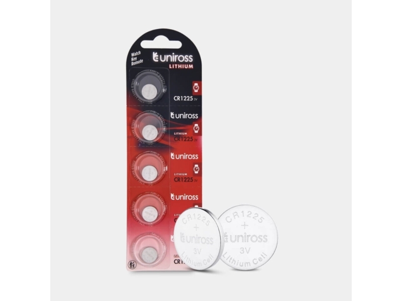 Uniross U5CR1225, Engångsbatteri, CR1225, Litium, 3 V, 5 styck, Silver