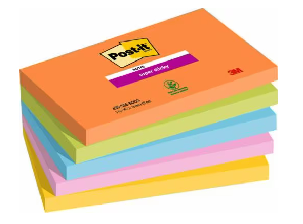 3M 7100258793, Suorakulmio, Sininen, Vihreä, Oranssi, Vaaleanpunainen, Keltainen, Paperi, SGSCH-PEFC-COC-110078, 76 mm, 127 mm