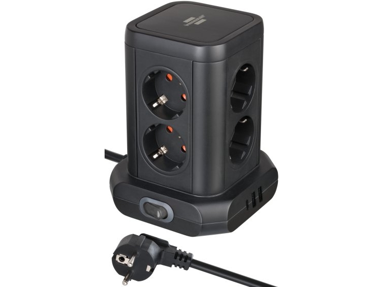Brennenstuhl 1153560010, 2 M, Indoor, Ip20, 1.5 Mm², Black, 8 Ac Outlet(S)